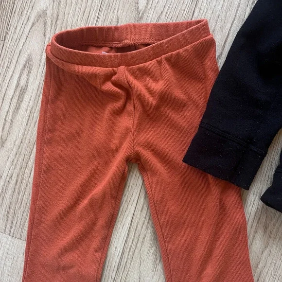 Girls 5T Halloween Outfit Orange Black Flare Pants Cozy Pumpkin Shirt - Picture 3 of 9